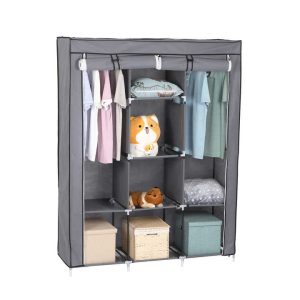 Portable metallic wardrobe three column