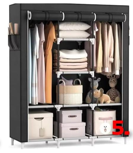 Portable metallic wardrobe three column