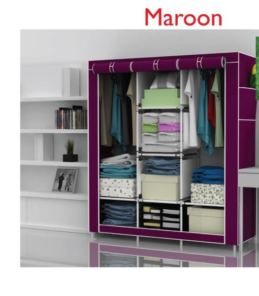 Portable metallic wardrobe three column