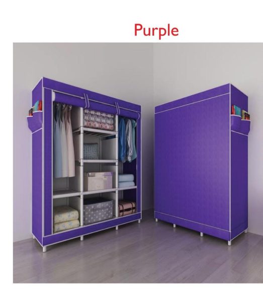 Portable metallic wardrobe three column