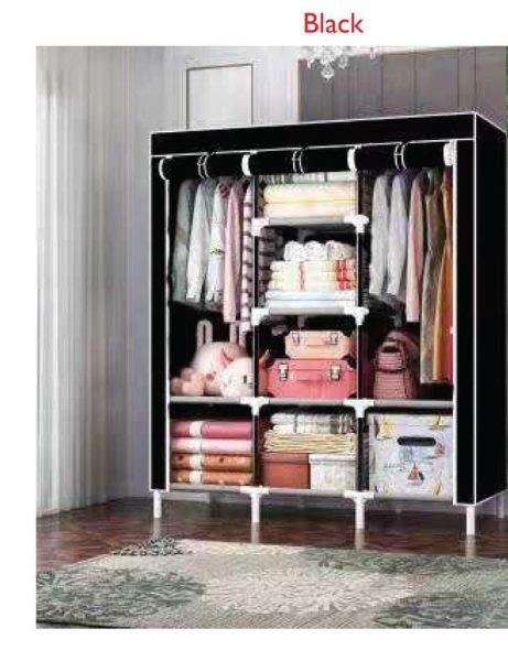 Portable metallic wardrobe three column