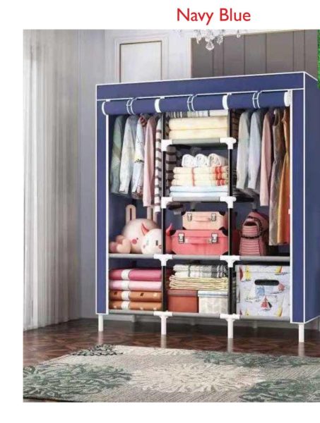 Portable metallic wardrobe three column