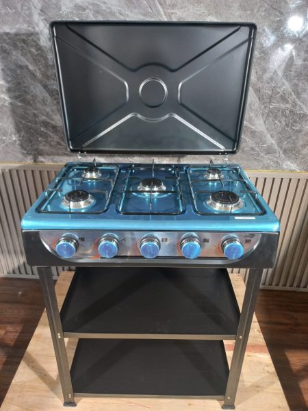 Starlux 5 burner standing cooker with shelves